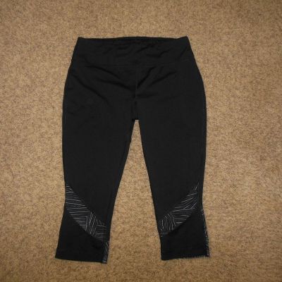 NWOT Athletic Works Small 4/6 Black Yoga Pants Leggings Sheer Insert Bottom